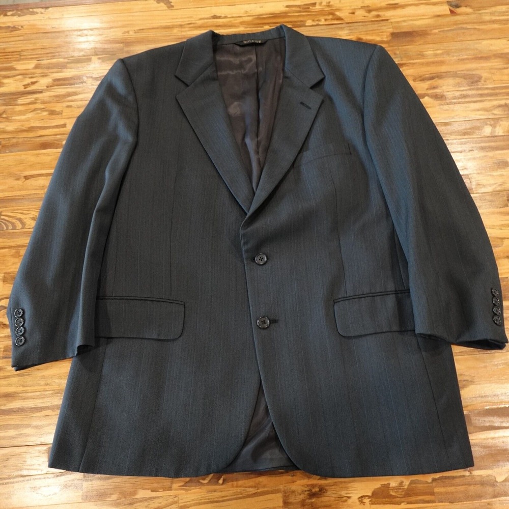80s Vintage Burberry Navy Pure‎ Wool Suit Jacket Size 44R Flaws